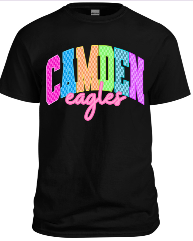 Adult Black Checkered Camden Eagles T-Shirt